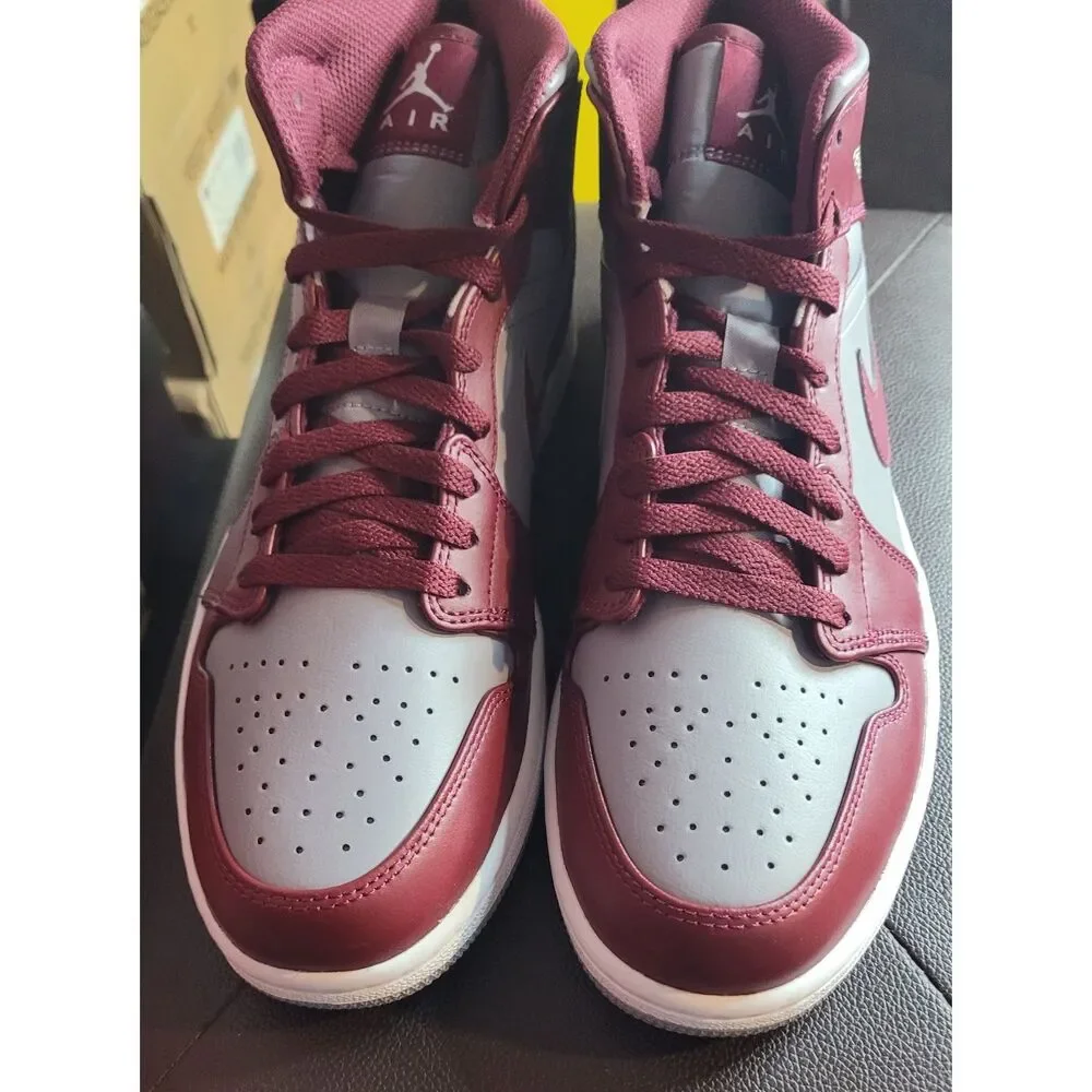 Air Jordan 1 Mid Cherrywood Red Cement Grey DQ8426-615 Men's Size 10 w/ Box